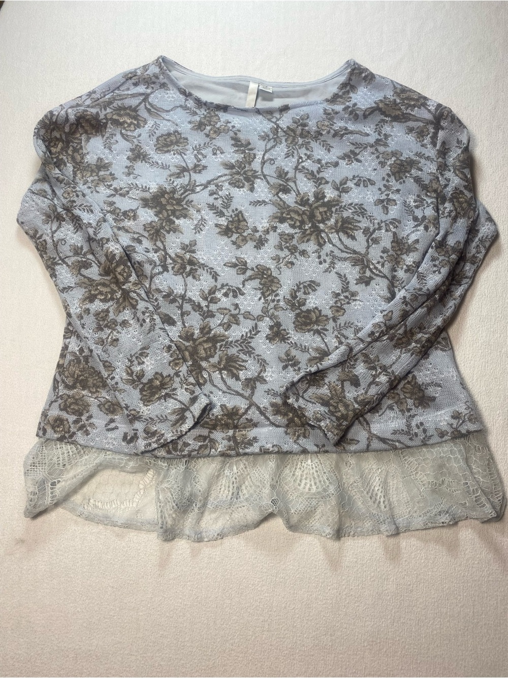 LC Lauren Conrad Pale Blue Delicate Lace Top
